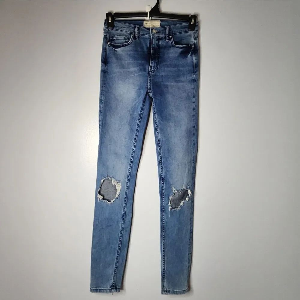 Free People Blown Out Knee Skinny Jeans - Size 27L